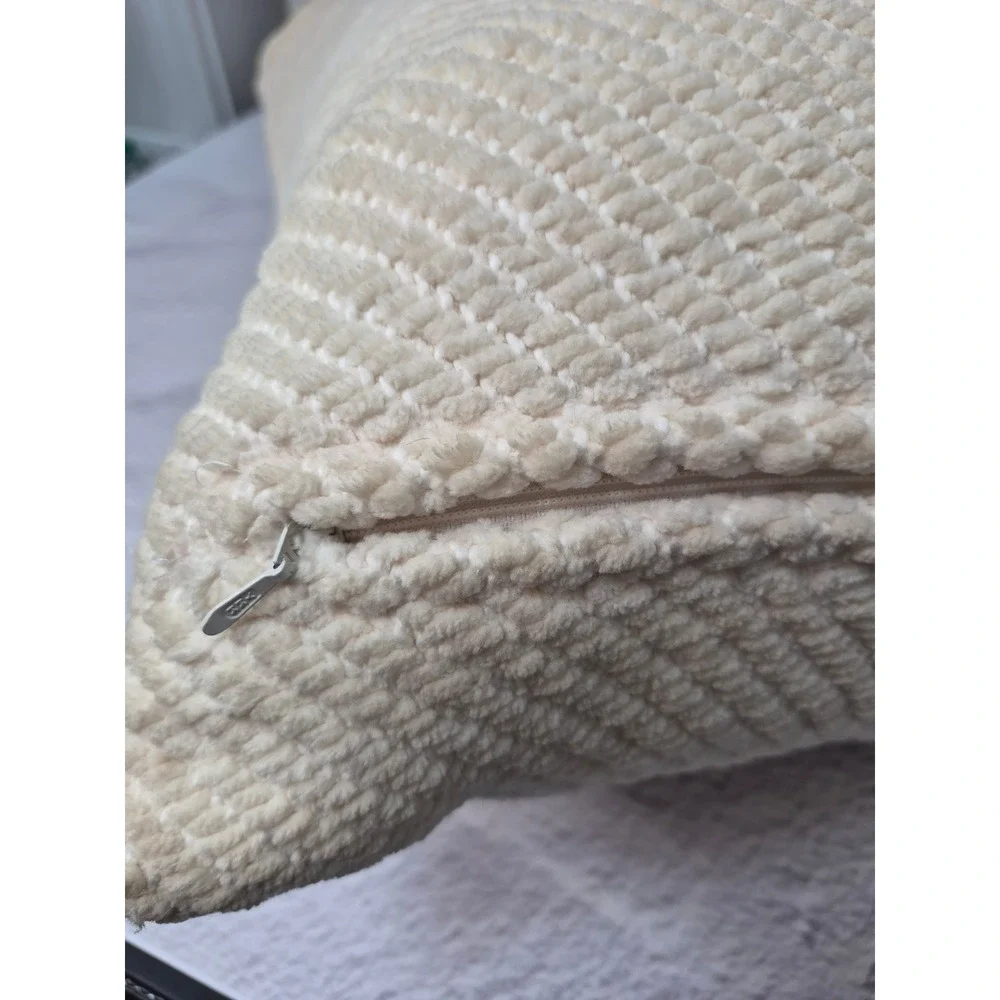 Pottery Barn Textured Coton 20x20 Throw Pillows Set of 2 Cream Woven Down Insert